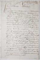 1751 Mária Terézia rendeletének kézzel írott fogalmazványa, amely a katonaszökevények ellen indított eljárásokat tartalmazza. /  1751 Handwritten draft of an edict of Maria Theresia regarding the treatment of deserters