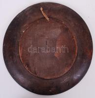 Régi, kézzel festett, bosnyák fatányér / 
Old, hand painted Bosniak wooden plate, d: 25,5cm