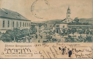 Beregszász Kossuth square, Hotel Arany Oroszlán, the shop of Mrs. Berger (fl)