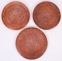 3db falra akasztható keleti réztányér /  Decorative oriental copper plates, d: 23/25cm