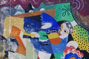 Kádár Béla (1877-1956): A muzsikus és az asszonyok. Gouache, papír, jelzett, több helyen lekopott, s...