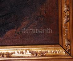 Cserna Károly (1867-1944): Szántás. Olaj, vászon, jelzett, szép keretben 73×96 cm