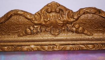 Farkas Lajos (1919–1998): Falu vége. Olaj, farost, jelzett, szép keretben 80×93 cm