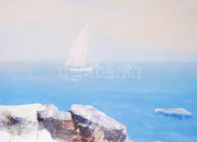 Papp Zoltán (1924-): Szirtek. Olaj, farost, jelzett, 60×80 cm