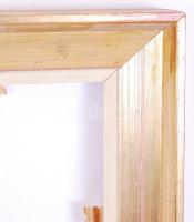Hatalmas modern fehér-arany fa keret, belső 60×80 cm, külső 67×87 cm