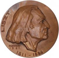 Renner Kálmán (1927-1994) 1961. &quot;Liszt Ferenc&quot; zeneszerző bronz emlékplakett (86mm) T:2 1961. Franz Liszt composer Br commemorative plaque Sign: Kálmán Renner (86mm) C:XF