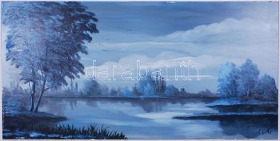 Cseke Zoltán (1980-): Derengés. Olaj, farost, jelzett, 50×100 cm