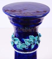 Morvay Zsuzsa (1946-): Virágos posztamens, mázas kerámia, jelzés nélkül kiállítási darab, hibátlan, ...