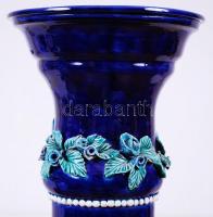 Morvay Zsuzsa (1946-): Virágos posztamens, mázas kerámia, jelzés nélkül kiállítási darab, hibátlan, ...