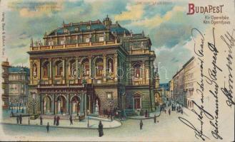 1899 Budapest VI. Opera hold to light litho (EK)