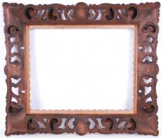 Egyedi készítésű dekoratív faragott fa keret, hibátlan állapotban, belső: 40×50 cm, teljes méret: 61...