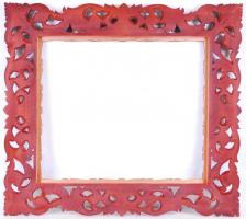 Egyedi készítésű dekoratív faragott fa keret, hibátlan állapotban, belső: 46×53,5 cm, teljes méret: ...