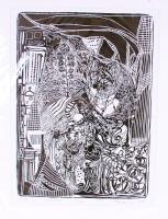 Pálinkás Éva: Rondó. Linómetszet 3/10, papír, jelzett, paszpartuban, 51×59 cm