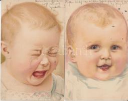 2 db régi, gyermekeket ábrázoló motívumlap