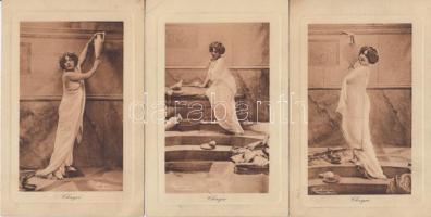 3 db régi, hölgyeket ábrázoló motívumlap