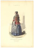 cca 1900 Jászberényi polgárasszony helyi viseletben színezett acélmetszet /  cca 1900 woman from Jaszbereny colored steel-engraving 20x27 cm