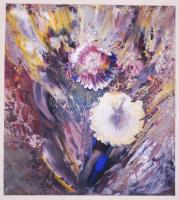 Körtvélyesi Magdolna (1919-2007): Virág csendélet. olaj-karton, jelzés nélkül, üvegezett keretben 45...