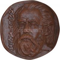 Renner Kálmán (1927-1994) &quot;Smetana&quot; cseh zeneszerző bronz emlékplakett (89mm) T:1- 1961. Smetana 1824-1884 Czech composer Br commemorative plaque Sign: Kálmán Renner (89mm) C:AU