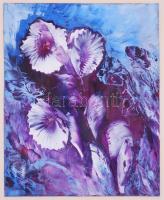 Körtvélyesi Magdolna (1919-2007): Virág csendélet. olaj-karton, jelzés nélkül, üvegezett keretben 47...