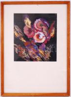 Körtvélyesi Magdolna (1919-2007): Virág csendélet. olaj-karton, jelzett, üvegezett keretben 43×32 cm