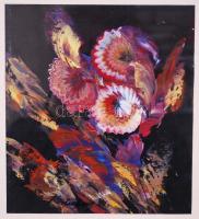 Körtvélyesi Magdolna (1919-2007): Virág csendélet. olaj-karton, jelzett, üvegezett keretben 43×32 cm