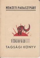 1945 Nemzeti Parasztpárt tagsági könyv