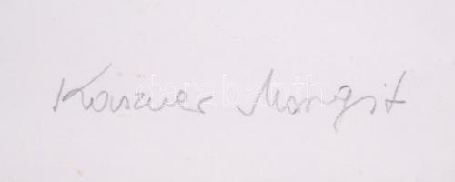 Kaszner Margit (1938-): Harmat. Akvarell, papír, jelzett, üvegezett keretben, 46×64 cm