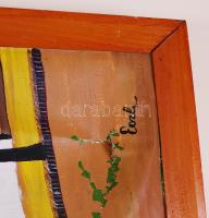 Eozh jelzéssel: A falusi élet. Naiv festmény. Olaj, vászon, jobb alul kiszakadt (sérült), keretben, ...