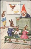 Easter, rabbits in the school, dwarf teacher, s: J.L.