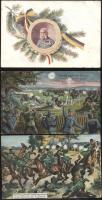 4 db régi, első világháborús katonai motívumlap, köztük Ferenc Józsefről képeslap / 4 pieces WWI military postcards, and Franz Joseph card