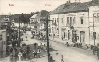 Torda main square, the shops of Károly Holunzer, József Maksai, Elek Jónás