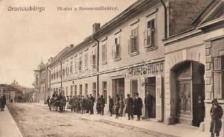 Oravicabánya main street, Hotel Korona, the shop of Hugo Huber