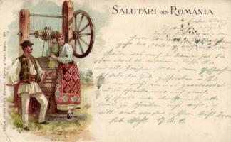 Romanian peasant folklore litho (small tear)