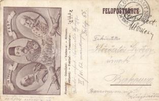 Wilhelm II, Mehmed V, Franz Joseph, WWI propaganda (EK)