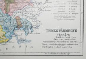 cca 1900 Temes vármegye térképe, 36x28cm