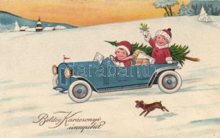 Christmas, children, automobile, dog (EK)