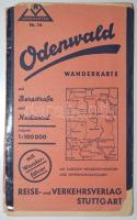cca 1940 Odenwald Wanderkarte, túratérkép, Reise- und Verkehrsverlag Stuttgart