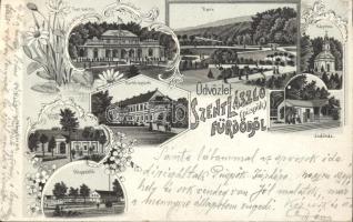 Püspökfürdő Szentlászlófürdő with railway station litho (cut)