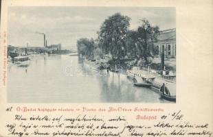 Budapest III. Óbudai hajógyár a Tachtalia gőzössel, Divald