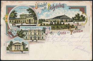 1896 Pöstyén military hospital, workers' home, litho (b)