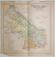 cca 1900 Győr-Moson vármegye közigazgatási térképe, terv. Tallián Ferenc, Magyar Földrajzi Intézet Rt., 26x25,5cm