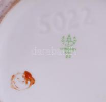 Hollóházi jelzéssel virágokkal és madárral díszített nagyméretű porcelán váza / Hollóházi chinaware ...