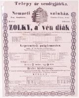 1841 Nemzeti színház: Zolky, a vén diák c. előadásának színházplakátja paszpartuban / 
1841  Vintage...
