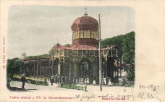 Bártfafürdő, fedett sétány a Fő- és Orvos-forrással / promenade (EK)