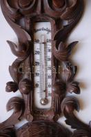 Régi barométer és hőmérő díszes faragott fakeretben /
Vintage barometer and thermometer in carved wo...