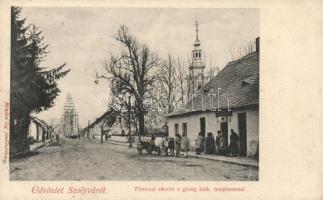 Szolyva main street, church construction