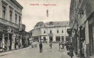 Ungvár Nagyhíd utca, Hotel Bercsényi / street, shops