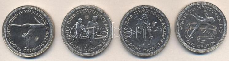 Man sziget 1984. 1C CuNi (4x) "Nyári és Téli Olimpia" közte 2db pár T:BU Isle of Man 1984. 1 Crown CuNi (4x) "Summer and Winter Olympics" C:BU