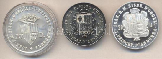 Andorra 1987. 2D "Teniszező" + 20D Ag (2x) "Teniszező" és "Stadion" ol...