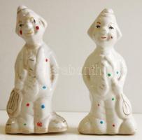 Jelzett kínai porcelán bohócpár /  Chinese porcelain clowns, 11cm